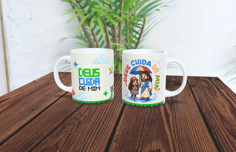 Caneca Polímero - Deus cuida de mim!
