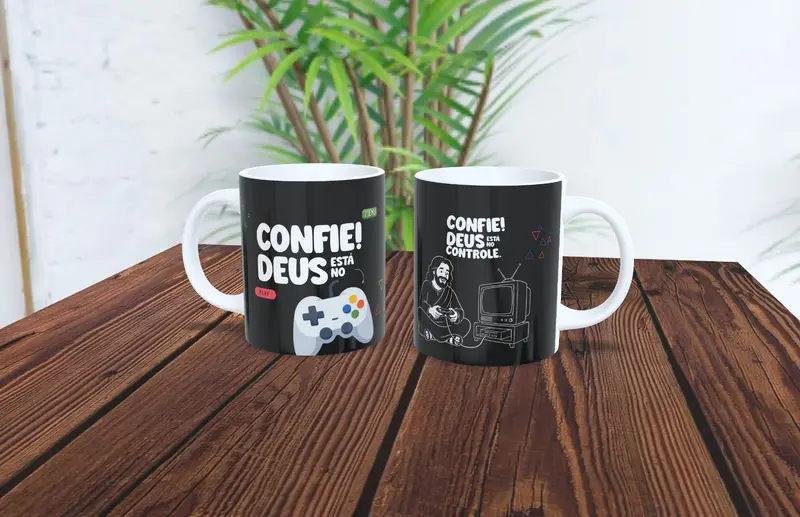 Caneca de Polímero Confie! Deus está no controle.