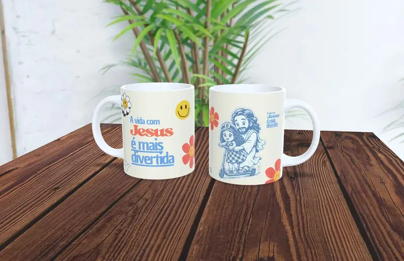 Caneca Polímero - A vida com Jesus é mais divertida